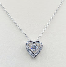Load image into Gallery viewer, Brilliant-cut Vibrant Fluttering CZ Heart 18 Inch Necklace - Sterling Silver
