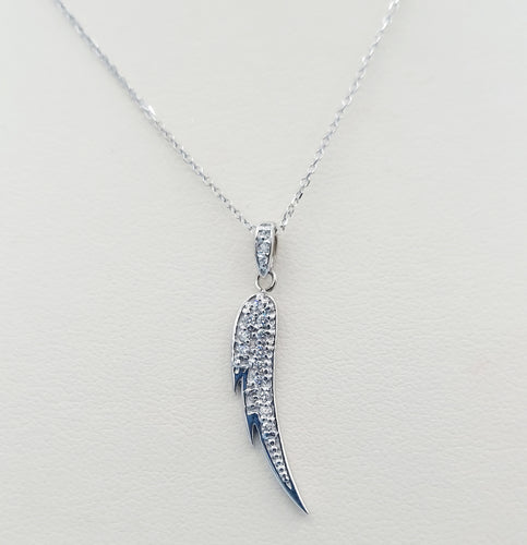 Diamond Angel Wing Pendant & Chain - 14K White Gold