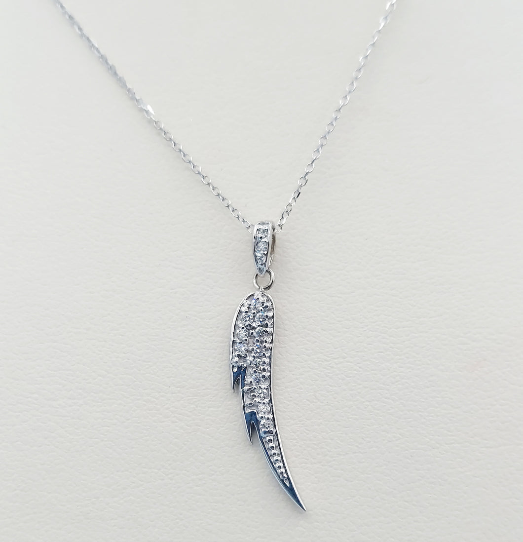 Diamond Angel Wing Pendant & Chain - 14K White Gold