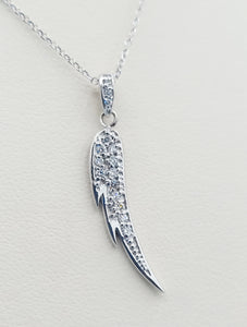 Diamond Angel Wing Pendant & Chain - 14K White Gold