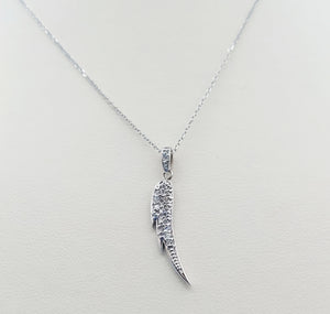 Diamond Angel Wing Pendant & Chain - 14K White Gold