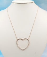 Load image into Gallery viewer, Large Diamond Open Heart Pendant on a 24"-28" Rose Gold Chain - 14K Rose Gold