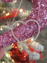 Load image into Gallery viewer, Large Diamond Open Heart Pendant on a 24"-28" Rose Gold Chain - 14K Rose Gold
