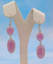 Load image into Gallery viewer, Pink Sapphire Drop Earrings - 14K Yellow Gold