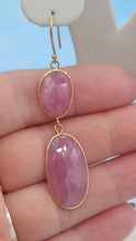 Load image into Gallery viewer, Pink Sapphire Drop Earrings - 14K Yellow Gold