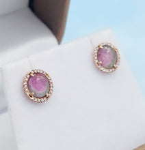 Load image into Gallery viewer, Watermelon Tourmaline Stud Earrings - 14K Rose Gold