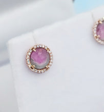 Load image into Gallery viewer, Watermelon Tourmaline Stud Earrings - 14K Rose Gold