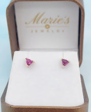 Load image into Gallery viewer, Pink Passion Topaz Stud Martini Setting Earrings - 14K Yellow Gold