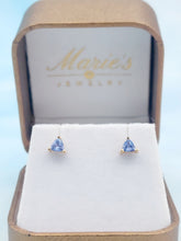 Load image into Gallery viewer, Tanzanite Stud Martini Setting Earrings - 14K Yellow Gold