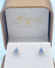 Load image into Gallery viewer, Tanzanite Stud Martini Setting Earrings - 14K Yellow Gold