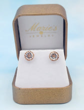 Load image into Gallery viewer, White Quartz and Diamond Earrings - 14K Rose Gold