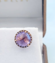 Load image into Gallery viewer, Amethyst with Diamond Halo Post Earrings - 14K Rose Gold