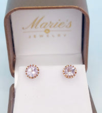 Load image into Gallery viewer, Pink Amethyst and Diamond Earrings - 14K Rose Gold