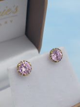 Load image into Gallery viewer, Pink Amethyst and Diamond Earrings - 14K Yellow Gold