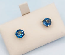Load image into Gallery viewer, London Blue Topaz Screwback Studs - 14K Yellow Gold