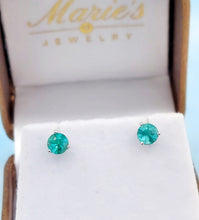 Load image into Gallery viewer, Emerald Stud Earrings - 14K White Gold