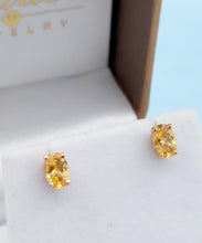 Load image into Gallery viewer, Oval Citrine Stud Earrings - 14K Rose Gold