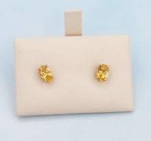 Load image into Gallery viewer, Oval Citrine Stud Earrings - 14K Rose Gold