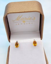 Load image into Gallery viewer, Citrine and Diamond Stud Earrings - 14K Yellow Gold