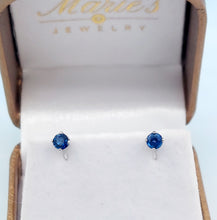 Load image into Gallery viewer, Genuine Sapphire Stud Earrings - 14K White Gold