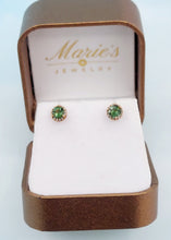 Load image into Gallery viewer, Green Tourmaline with Diamond Halo Stud Earrings - 14K Rose Gold
