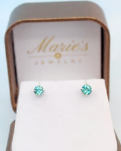 Load image into Gallery viewer, Green Tourmaline Stud Earring - 14K White Gold