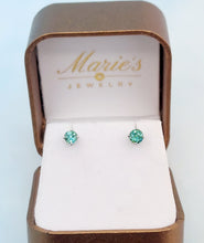 Load image into Gallery viewer, Green Tourmaline Stud Earring - 14K White Gold