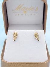 Load image into Gallery viewer, Diamond Feather Earrings - 14K Yellow Gold