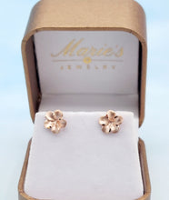 Load image into Gallery viewer, Diamond-cut Plumeria Flower Post Earrings - 14K Rose Gold