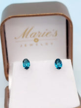 Load image into Gallery viewer, Oval Indicolite Stud Earrings  - 14K White Gold