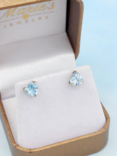 Load image into Gallery viewer, Trillion Aqua Stud Earrings - 14K Yellow Gold