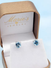 Load image into Gallery viewer, Aqua Stud Earrings - 14K White Gold