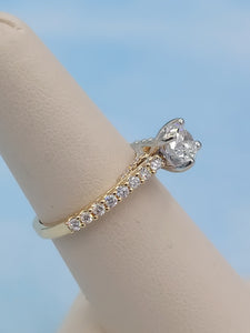 1.51 Carat Round Diamond Engagement Ring  - 14K Yellow & White Gold - GIA Certified