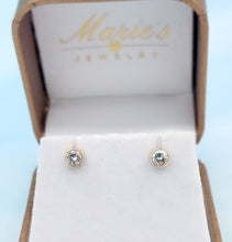 Load image into Gallery viewer, .38 Carat Bezel Set Diamond Studs - 14K Yellow Gold