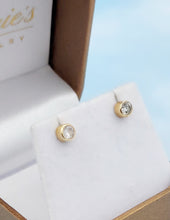 Load image into Gallery viewer, .38 Carat Bezel Set Diamond Studs - 14K Yellow Gold