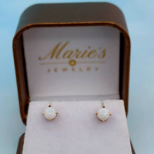 Load image into Gallery viewer, Round Opal Stud Earrings - 14K Rose Gold