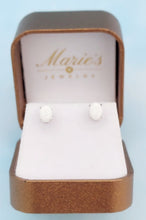 Load image into Gallery viewer, Oval Opal Stud Earrings - 14K White Gold