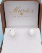 Load image into Gallery viewer, Oval Opal Stud Earrings - 14K White Gold