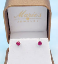 Load image into Gallery viewer, Round Ruby Studs - 14K White Gold