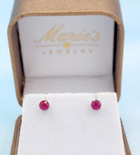 Load image into Gallery viewer, Round Ruby Studs - 14K White Gold