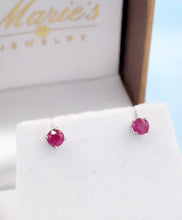 Load image into Gallery viewer, Round Ruby Studs - 14K White Gold