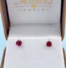 Load image into Gallery viewer, Round Ruby Studs - 14K Yellow Gold