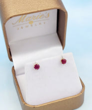 Load image into Gallery viewer, Round Ruby Studs - 14K Yellow Gold