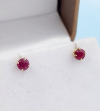 Load image into Gallery viewer, Round Ruby Studs - 14K Yellow Gold