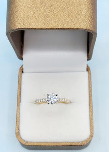 1.51 Carat Round Diamond Engagement Ring  - 14K Yellow & White Gold - GIA Certified