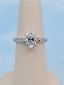1.31 Carat Oval Lab Diamond Engagement Ring  - 14K White Gold - IGI Certified