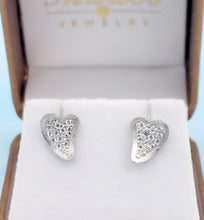 Load image into Gallery viewer, Pave CZ Heart Stud with Matte Finish - Sterling Silver