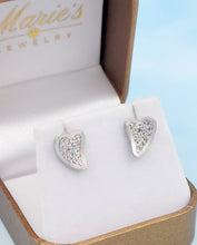 Load image into Gallery viewer, Pave CZ Heart Stud with Matte Finish - Sterling Silver