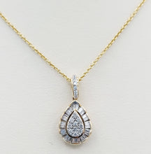 Load image into Gallery viewer, Pear Diamond Drop Estate Necklace - 10K Yellow Gold