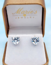 Load image into Gallery viewer, Bling Heart CZ Stud Earrings - Sterling Silver